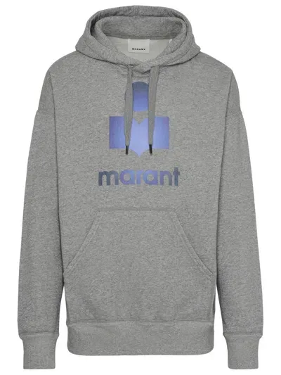 Isabel Marant Logo Printed Drawstring Hoodie In Grey