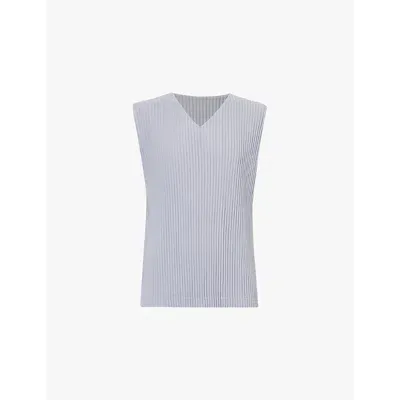 Issey Miyake Homme Plisse  Mens Mole Gray August Pleated Relaxed-fit Knitted Vest In Grey