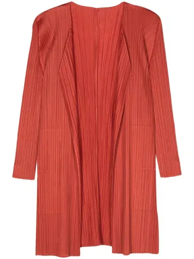 Issey Miyake Monthly Colors April Pleated Coat In Red