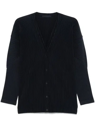 Issey Miyake V-neck Shirt In Blue