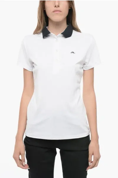 J. Lindeberg Technical Fabric Cassie Polo Shirt With Contrasting Collar In White