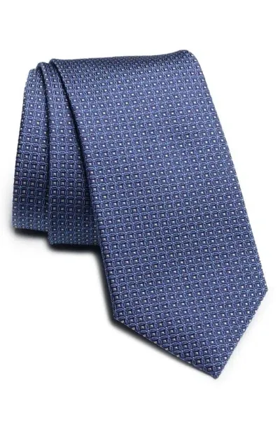 Jack Victor Lorraine Micropattern Silk Tie In Blue