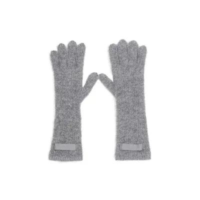 Jacquemus Logo Patch Ribbed Gloves In  Dark Grey