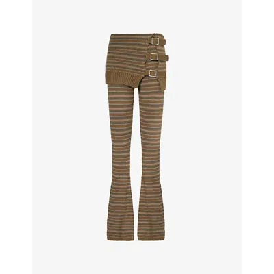 Jaded London Womens Blue Striped Knitted Trousers