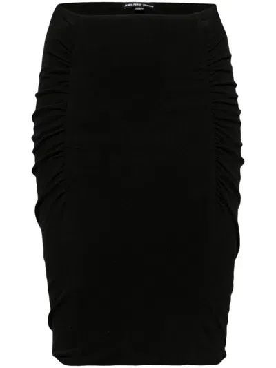 James Perse Brushed Jersey Ruched Skirt In Black