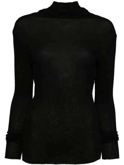 James Perse Turtleneck Ribbed Sweater In Black