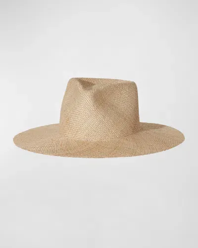 Janessa Leone Misha Structured Straw Fedora Hat In Neutral