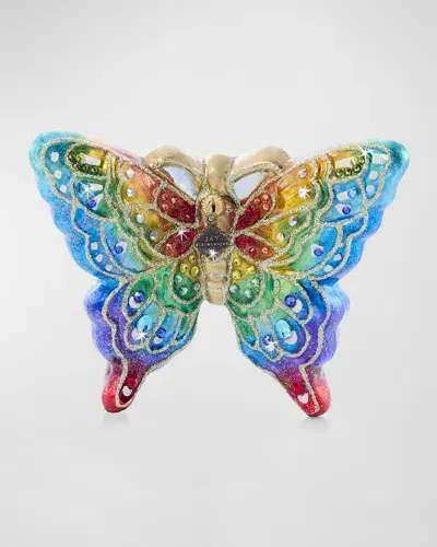 Jay Strongwater Rainbow Butterfly Glass Christmas Ornament In Multi