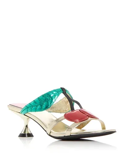 Jeffrey Campbell Women's Cherry Kitten Heel Sandals In Gold Multi