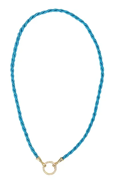 Jenna Blake 18k Yellow Gold Silk And Diamond Necklace In Blue