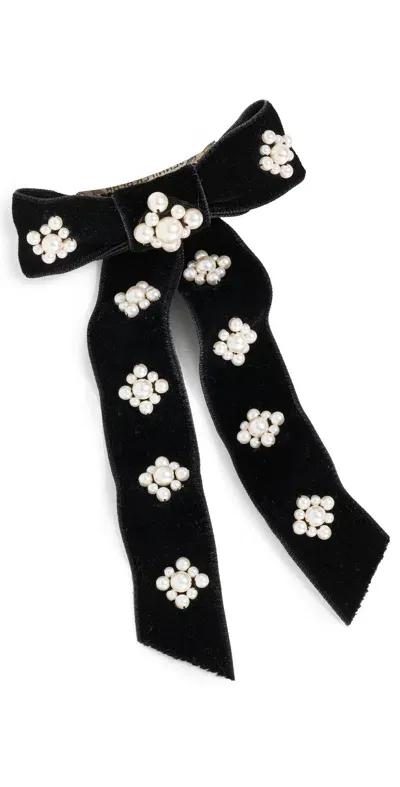 Jennifer Behr Lynette Bow Barrette Black/pearl