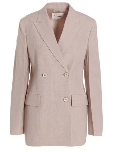 Jil Sander Double Breast Blazer Jacket In Pink