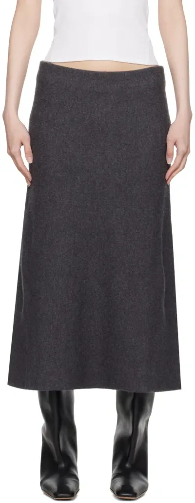 Jil Sander Wool A-line Midi Skirt In Grau