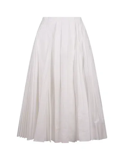 Jil Sander White Organza Muslin Pleated Midi Skirt