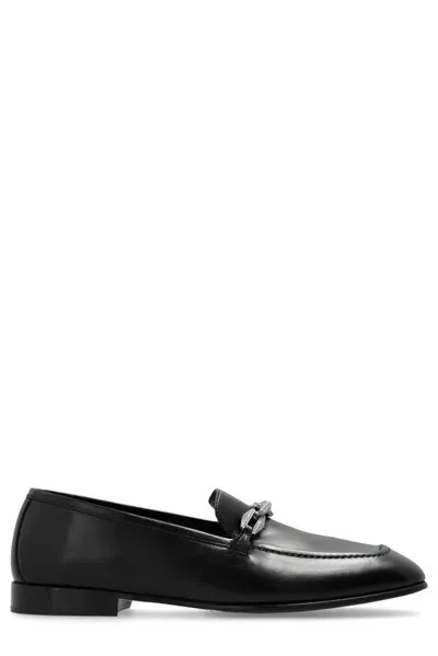 Jimmy Choo Chain Embellished Loafers In Black