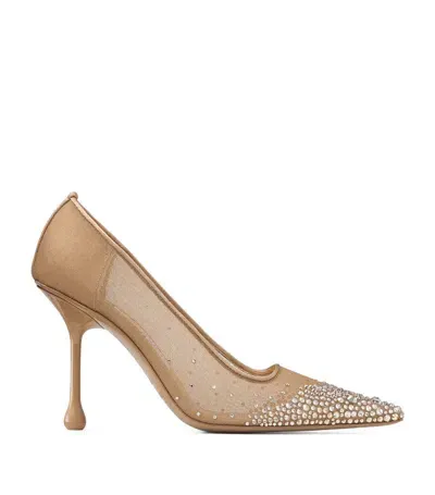 Jimmy Choo Ixia 95 Crystal-embellished Pumps In Beige