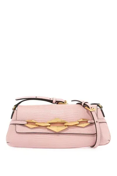 Jimmy Choo Leather Lizard Print Diamond Shoulder Bag In Pink