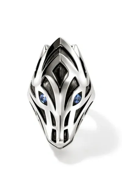 John Hardy Naga Ring, Sterling Silver, Blue Sapphire In Metallic