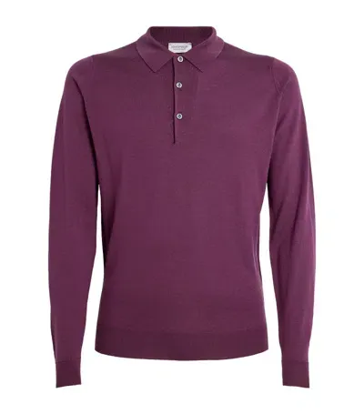 John Smedley Merino Wool Polo Shirt In Burgundy