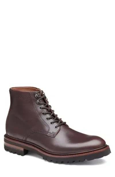 Johnston & Murphy Dudley Plain Toe Lug Boot In Dark Brown Full Grain