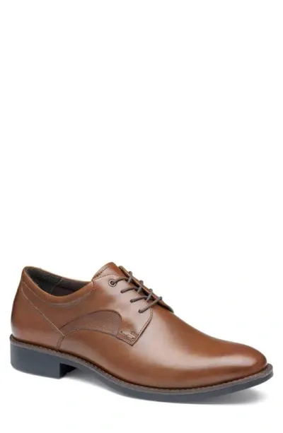 Johnston & Murphy Holcomb Waterproof Plain Toe Derby In Tan Full Grain