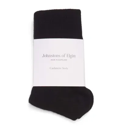 Johnstons Of Elgin Cashmere-blend Ribbed Socks In Black