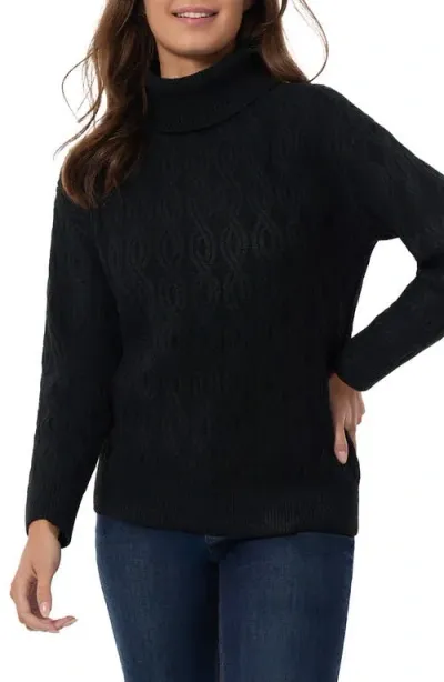 Jones New York Cable Stitch Turtleneck Sweater In Jones Black