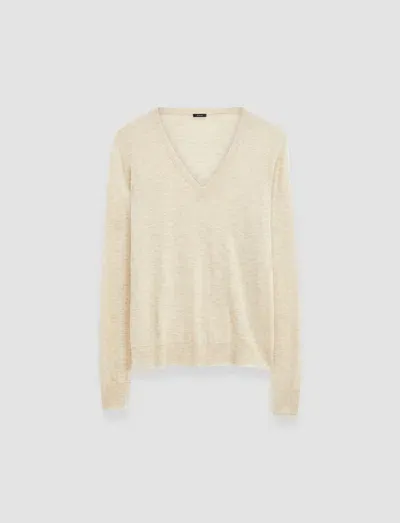 Joseph Cashair V Neck Jumper In Oat Melange