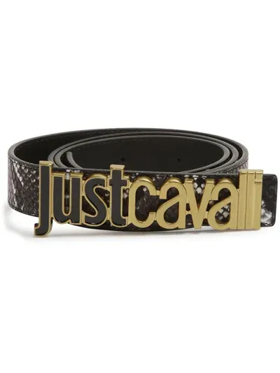 Just Cavalli Logo-buckle Leather Belt In Brown