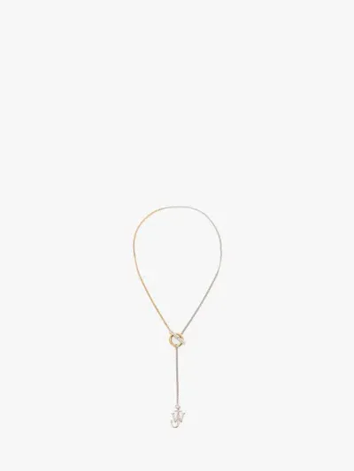 Jw Anderson Long Necklace With Jwa Anchor Pendant In Gold