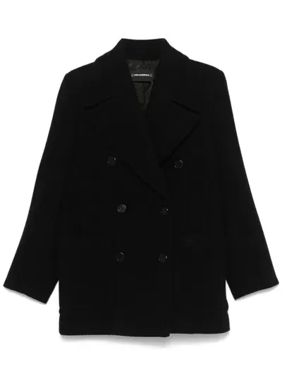 Karl Lagerfeld Double-breasted Peacoat In Black