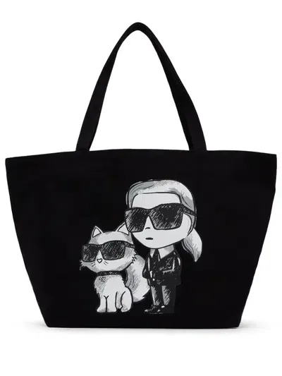 Karl Lagerfeld Ikonik Karl Choupette Tote Bag In Black