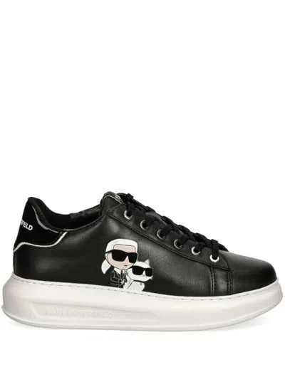 Karl Lagerfeld Kapri Twin Leather Sneakers In Black