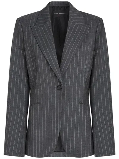 Karl Lagerfeld Pinstripe Blazer In 灰色