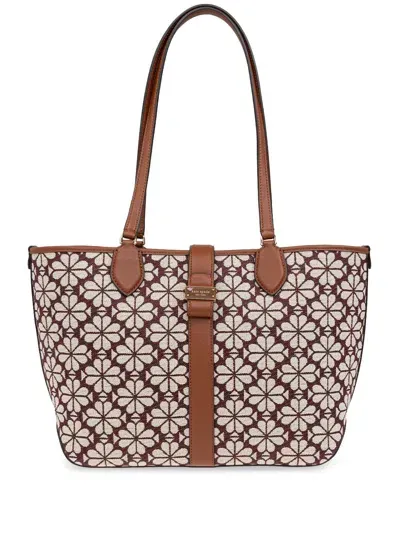 Kate Spade Medium Floral-jacquard Tote Bag In Red