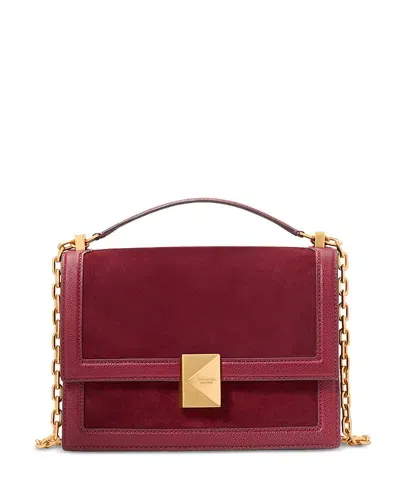 Kate Spade New York Deco Pebbled Leather And Suede Small Chain Shoulder Bag In Cherry Juice