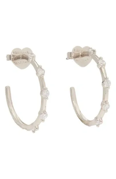 Kate Spade New York Imitation Pearl Hoop Earrings In Clear/silver