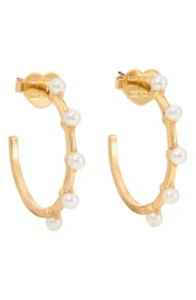 Kate Spade New York Imitation Pearl Hoop Earrings In Cream/gold