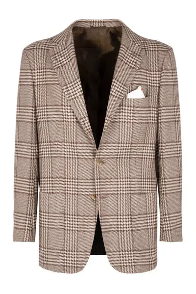 Kiton Houndstooth Pattern Blazer In Multi