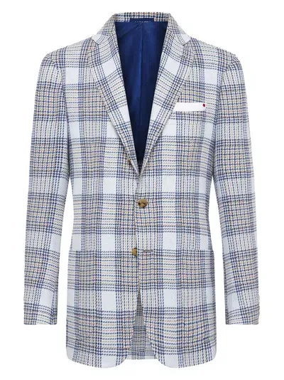 Kiton Jacket Cashmere In Sky Blue