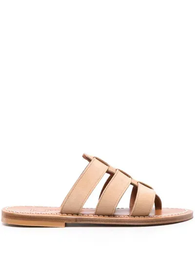 Kjacques K Jacques St Tropez Dolon Leather Flat Mules In Brown