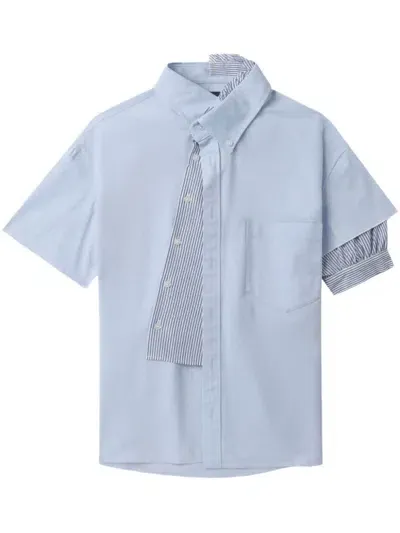 Kolor Double-layer Cotton Shirt In Blue