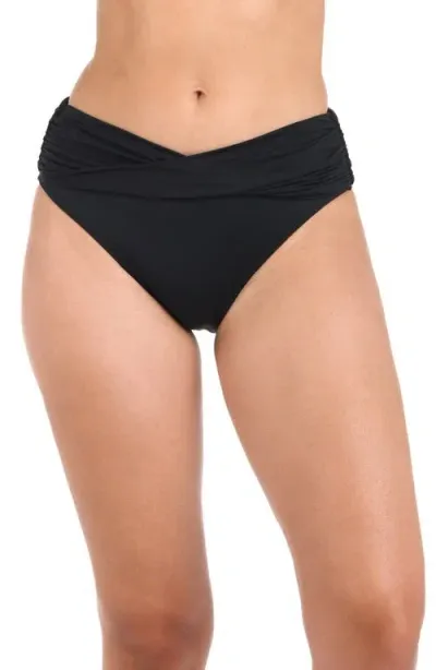 La Blanca Island Goddess Twist Bikini Bottoms In Black