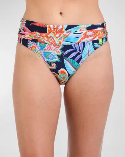 La Blanca Tropidelic Paisley Shirred Bikini Bottoms In Multi