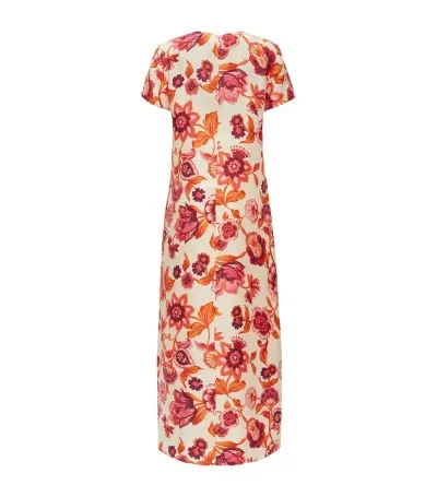 La Doublej Floral-print Silk Swing Dress In Neutrals