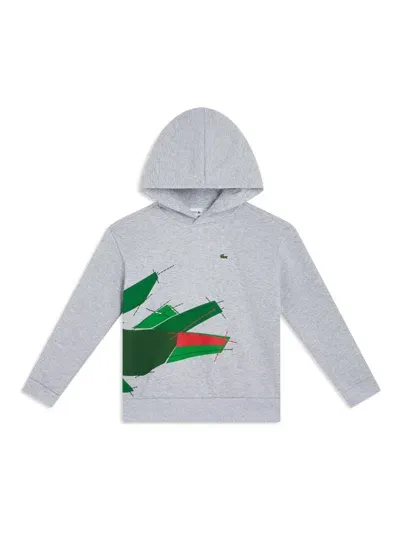 Lacoste Kids' Logo-print Hoodie In Grey