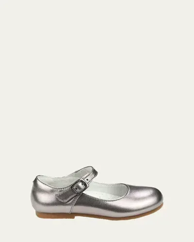 L'amour Shoes Girl's Rebecca Mary Jane Flats, Baby/toddlers/kids In Pewter