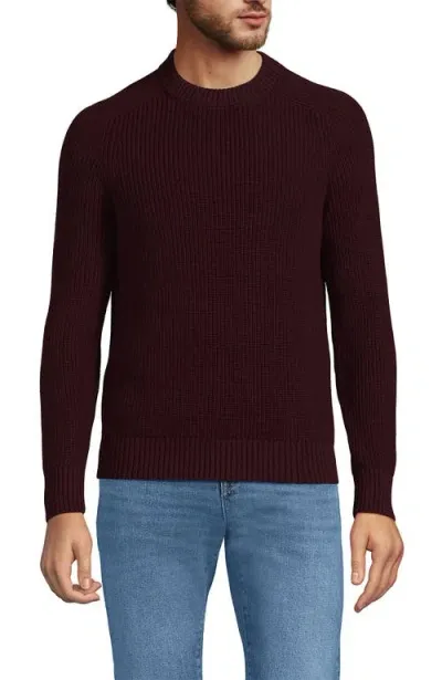 Lands' End Drifter Cotton Crewneck Sweater In Royal Burgundy