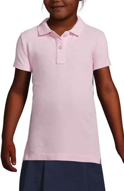 Lands' End Kids'  School Uniform Girls Short Sleeve Feminine Fit Mesh Polo Shirt In Ice Pink