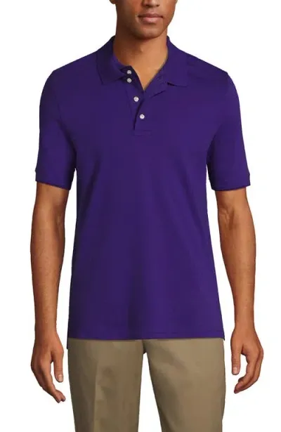 Lands' End School Uniform  Long Sleeve Interlock Polo Shirt In Deep Purple